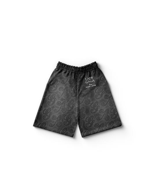 lady gaga lace shorts back gaga merchandise featuring lace pattern with lady gaga tour 2025 2026 text detail