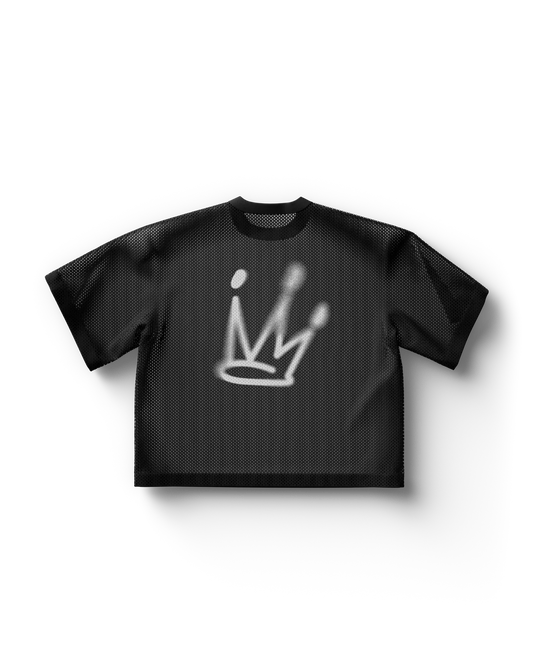 Black Lady Gaga t shirt back view featuring white crown graphic, clean minimalist Gaga merch design inspired by Princess Die theme