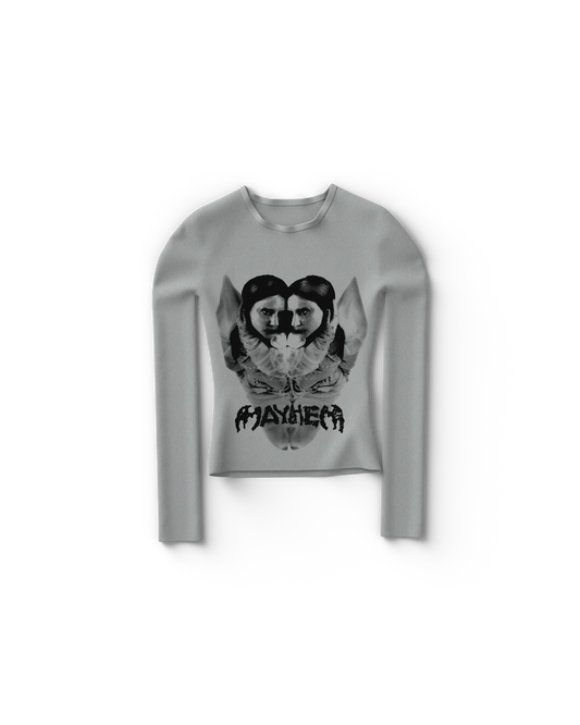 Gray Reflection Fitted Longsleeve T-Shirt