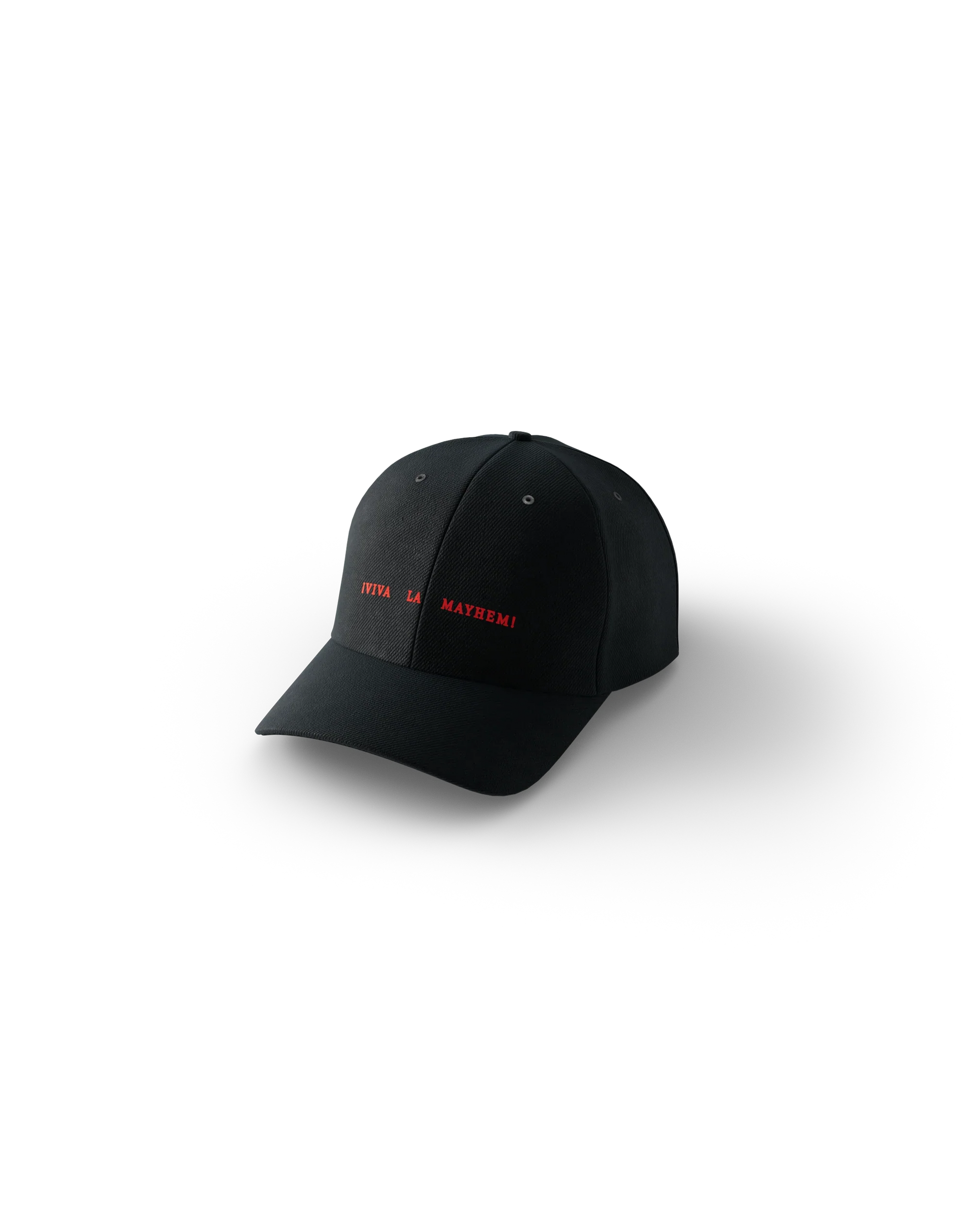 lady gaga cdmx hat front black gaga merch featuring viva la mayhem red text embroidery on baseball cap