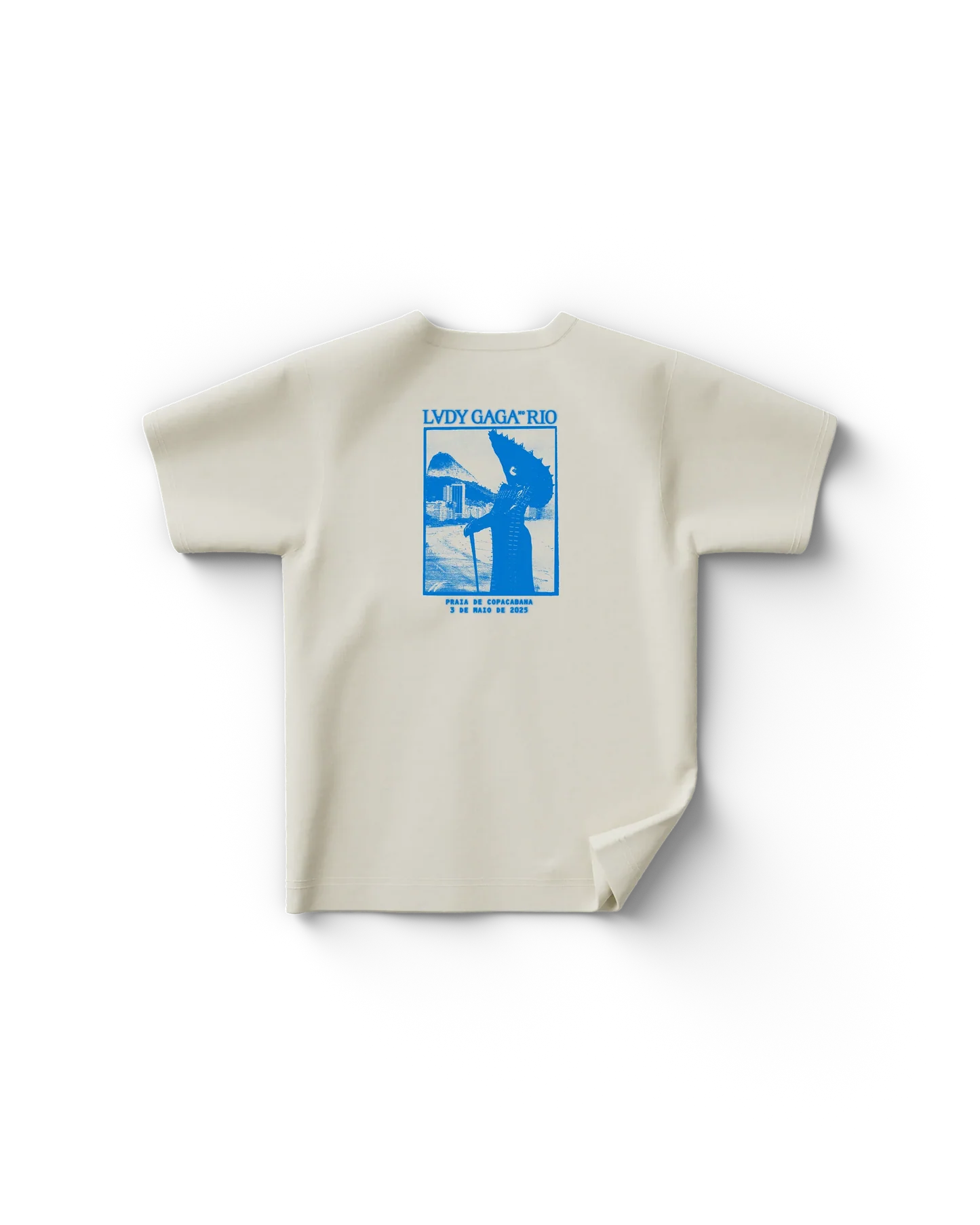 lady gaga rio poster t shirt back gaga merchandise featuring blue silhouette graphic with rio concert design and copacabana date