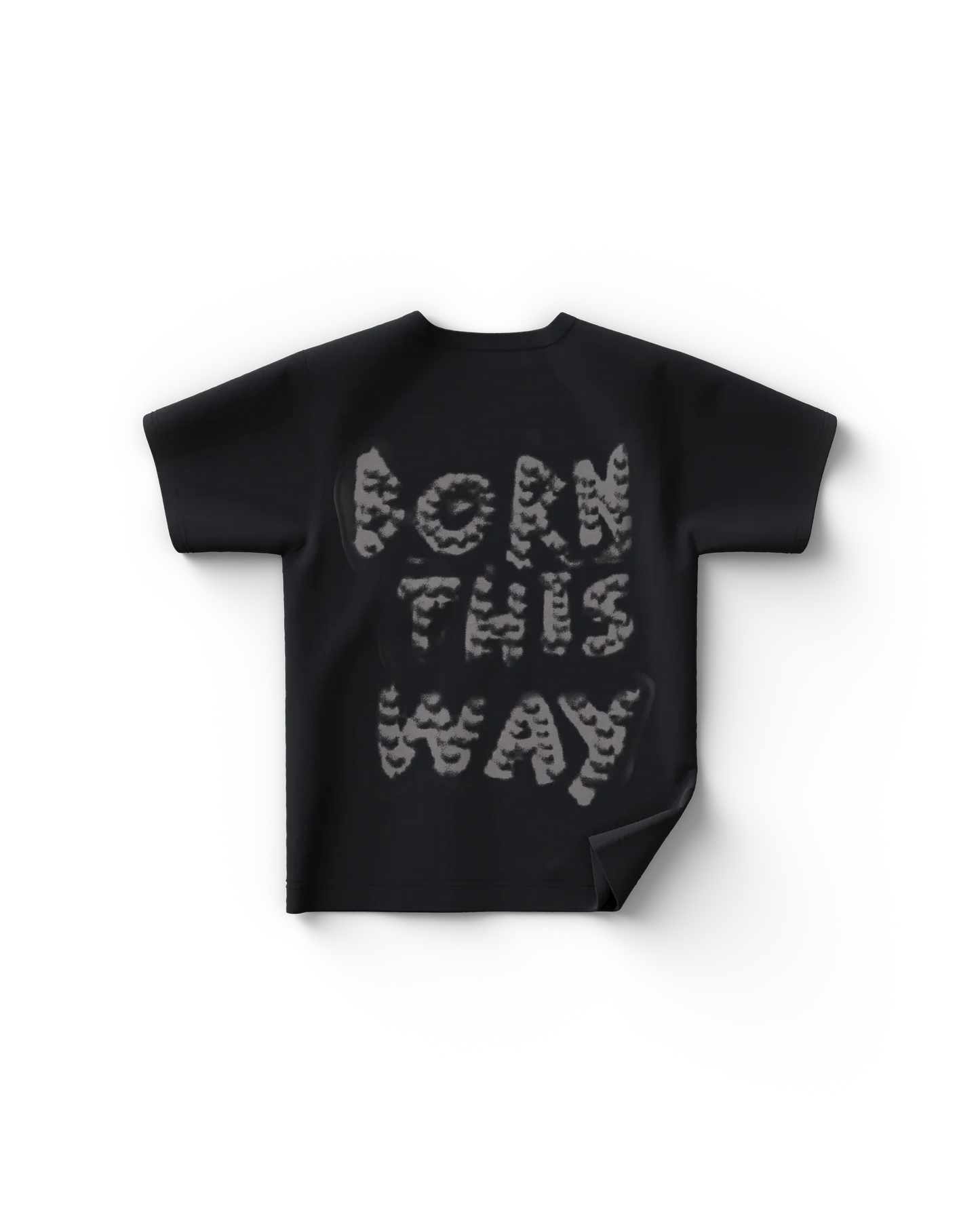 Black Lady Gaga t-shirt back view featuring bold “BORN THIS WAY” text in a textured white graphic style