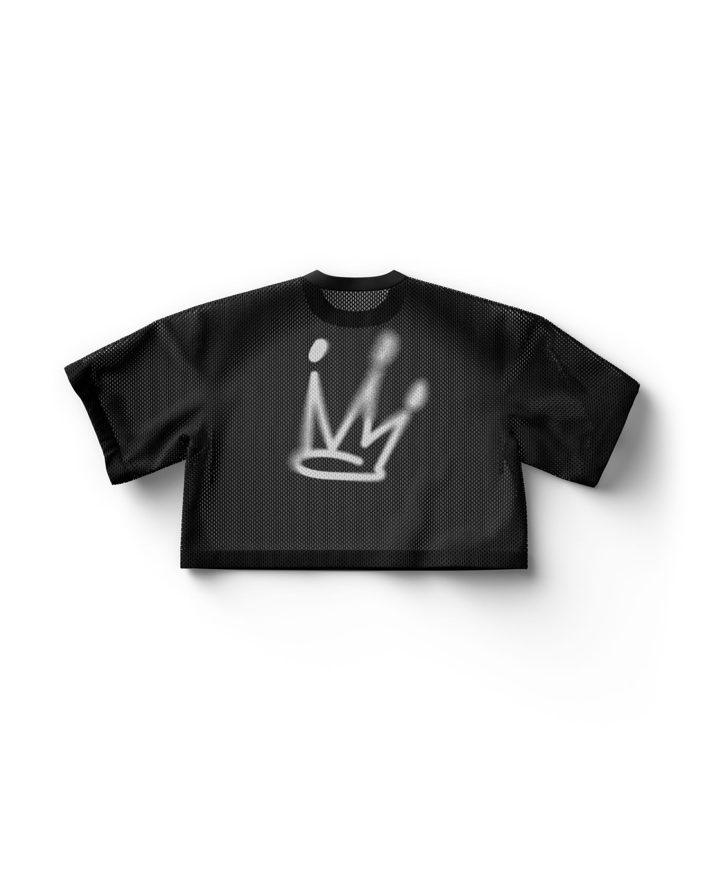 Black Lady Gaga cropped jersey back view featuring white crown graphic, bold minimalist Gaga merch Princess Die design